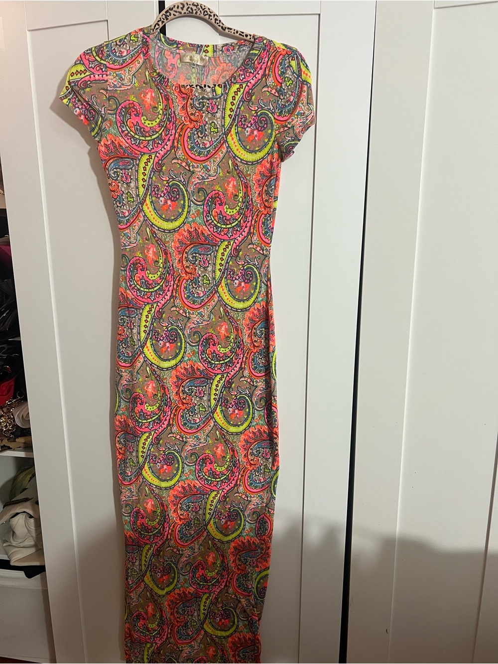 Women’s Neon Paisley Cap-Sleeve Maxi Dress - Multi